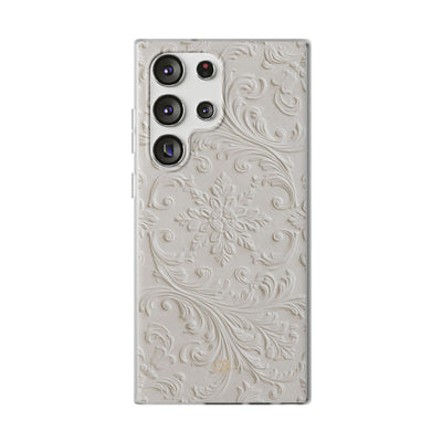 White Lite Phone Case for Samsung - Alabaster Floral Relief
