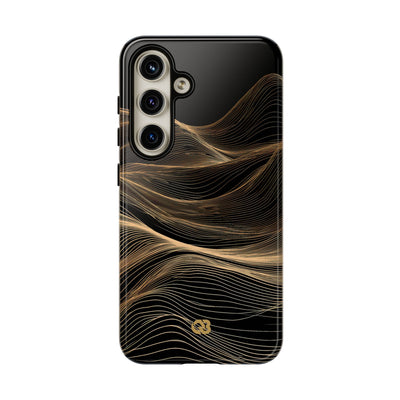 Black Tough Phone Case for Samsung - Copper Topo Ridge