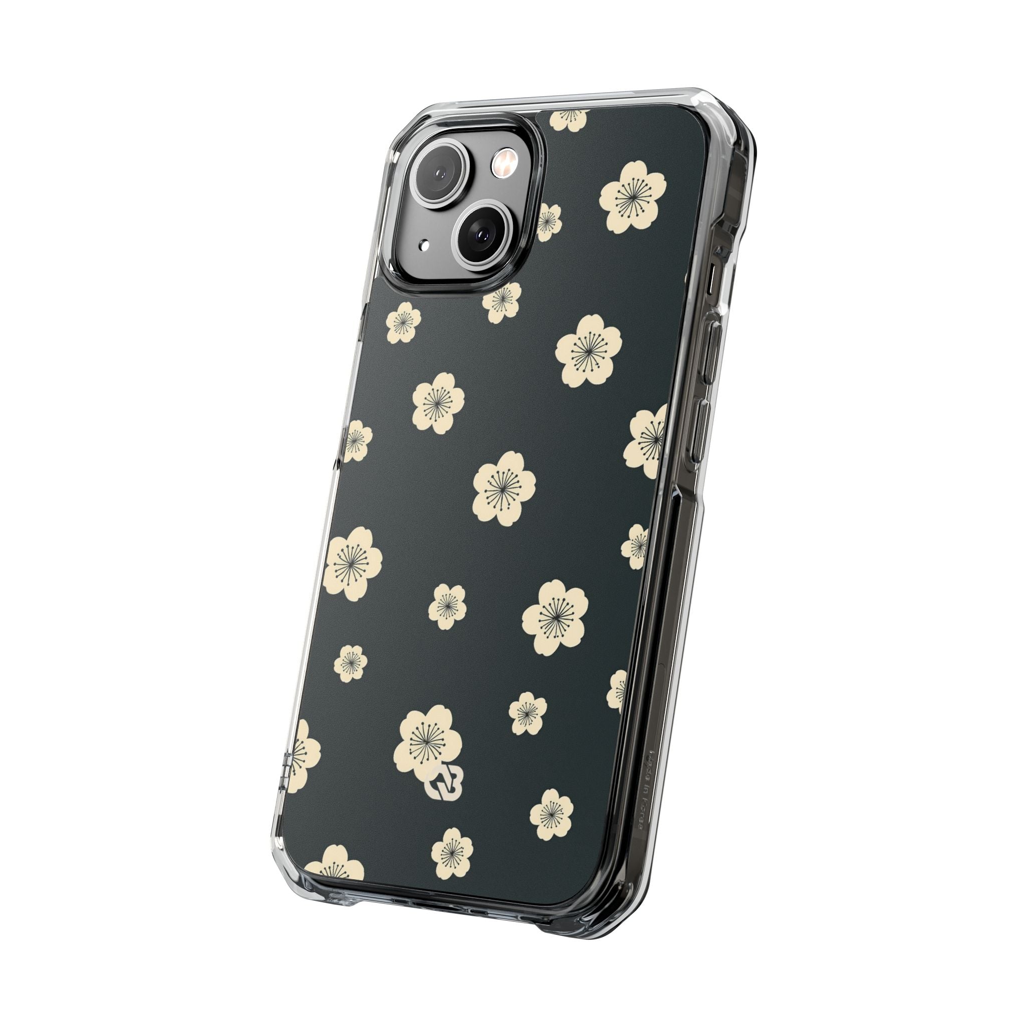 Teal Impact MagSafe Phone Case for iPhone - Obsidian Cream Petals