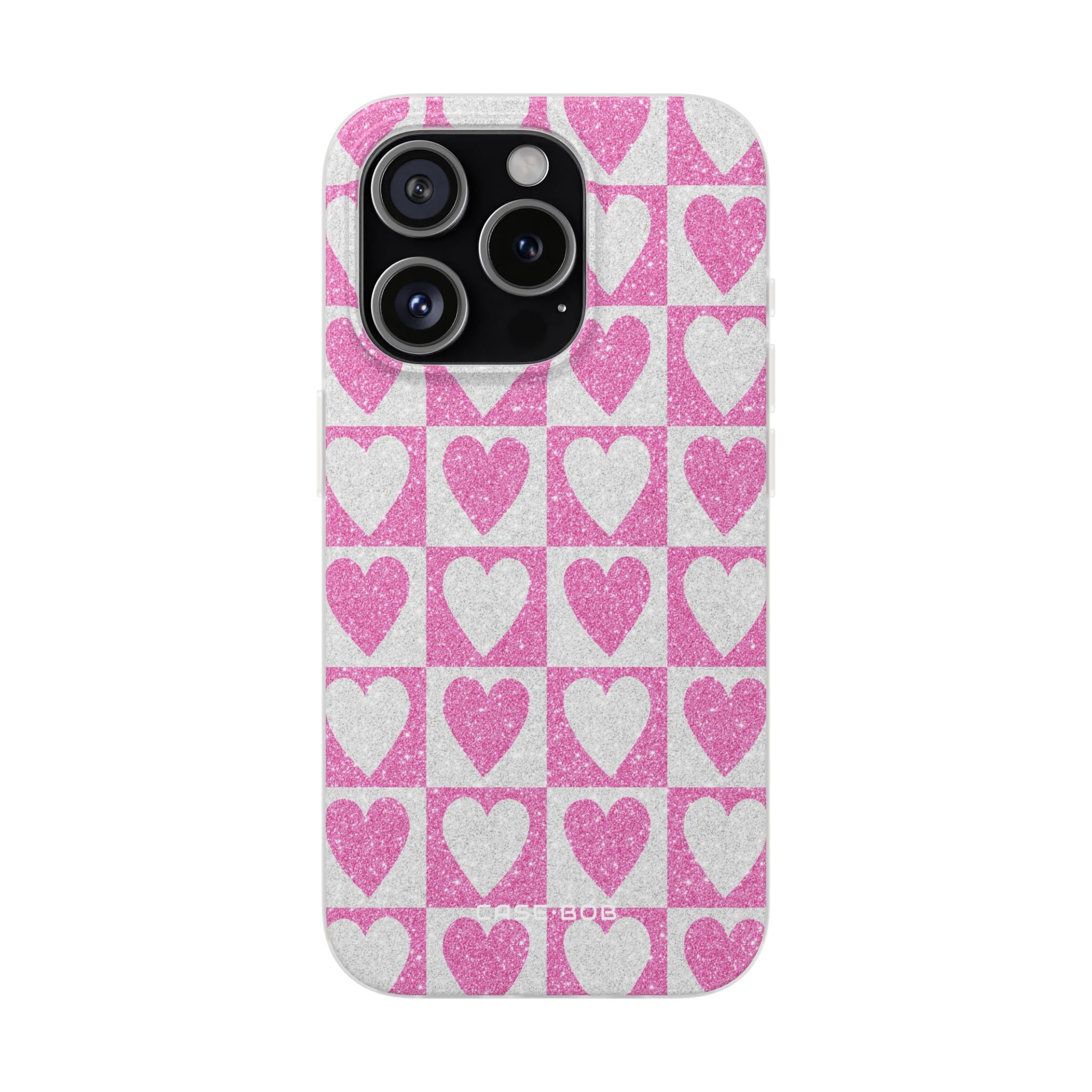 Glitter Herz Gitter iPhone 15 Pro Case - Soft