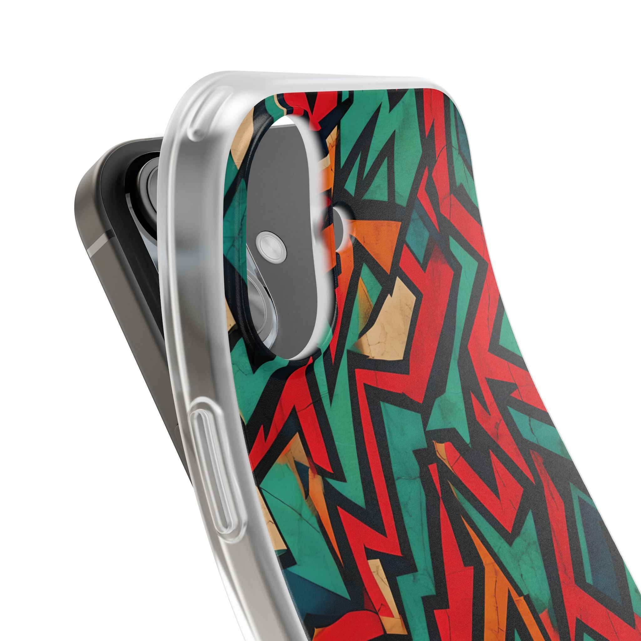 Jagged Teal Static · Soft Phone Case for iPhone