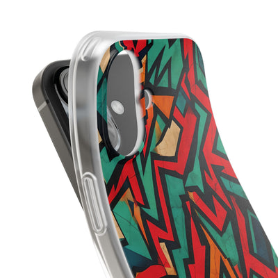 Jagged Teal Static · Soft Phone Case for iPhone