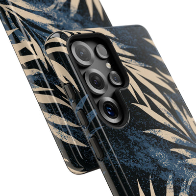 Blue Tough Phone Case for Samsung - Midnight Indigo Palm