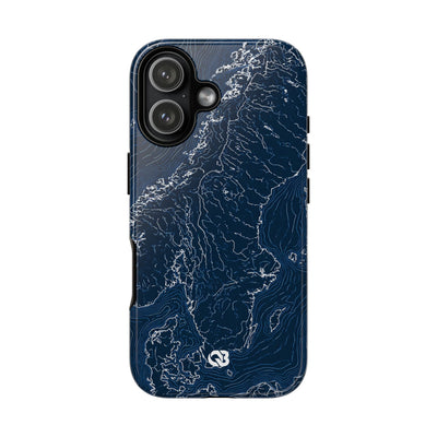 Nordic Contour Chart · Tough Phone Case for iPhone · Blue