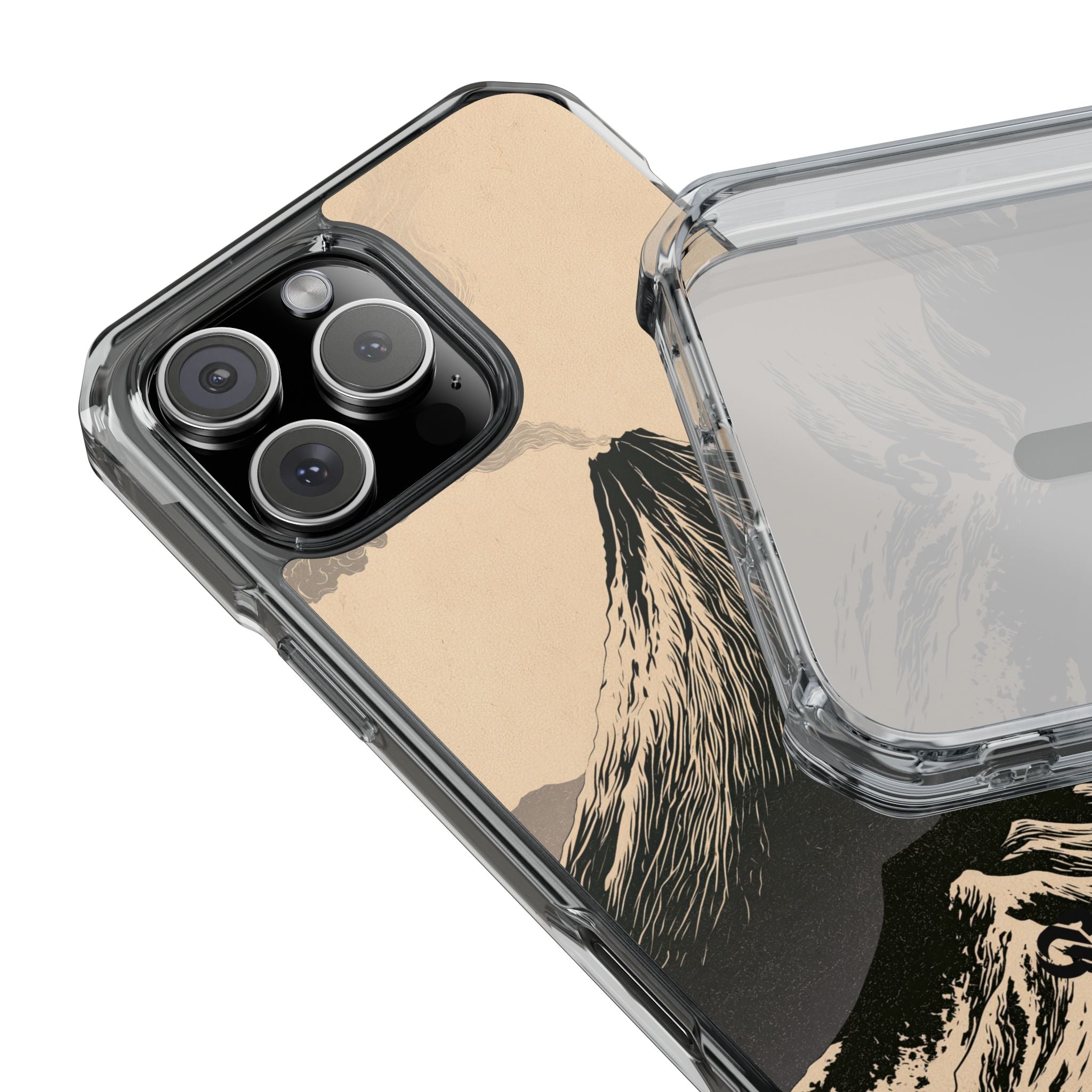 Beige Impact MagSafe Phone Case for iPhone - Obsidian Ink Summit