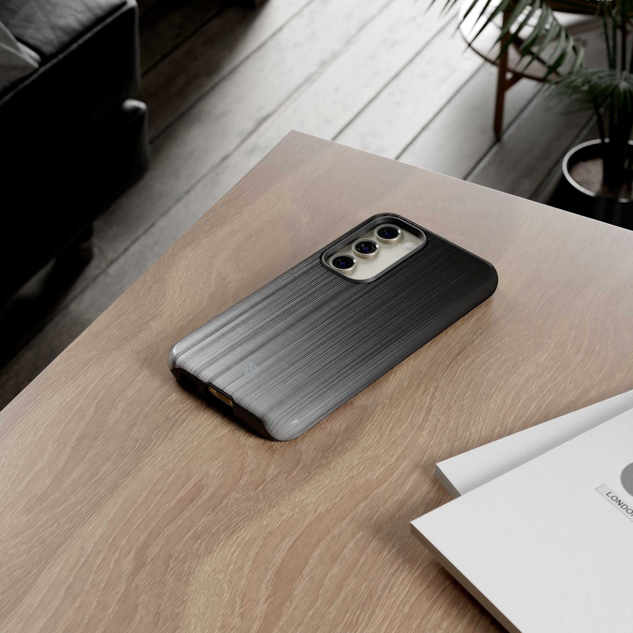 Grey Tough Phone Case for Samsung - Static Vertical Dither