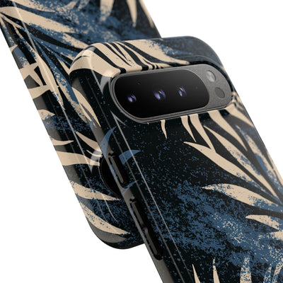 Blue Tough Phone Case for Google Pixel - Midnight Indigo Palm