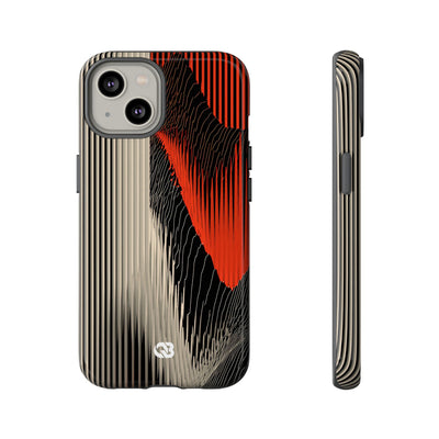 Red Tough Phone Case for iPhone - Crimson Pulse Topo