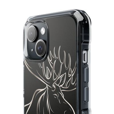 Nordic Moose Contour · Clear Impact Magnetic Phone Case for iPhone · Black