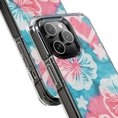 Tropical Hibiscus Bloom · Clear Impact Magnetic Phone Case for iPhone · Teal