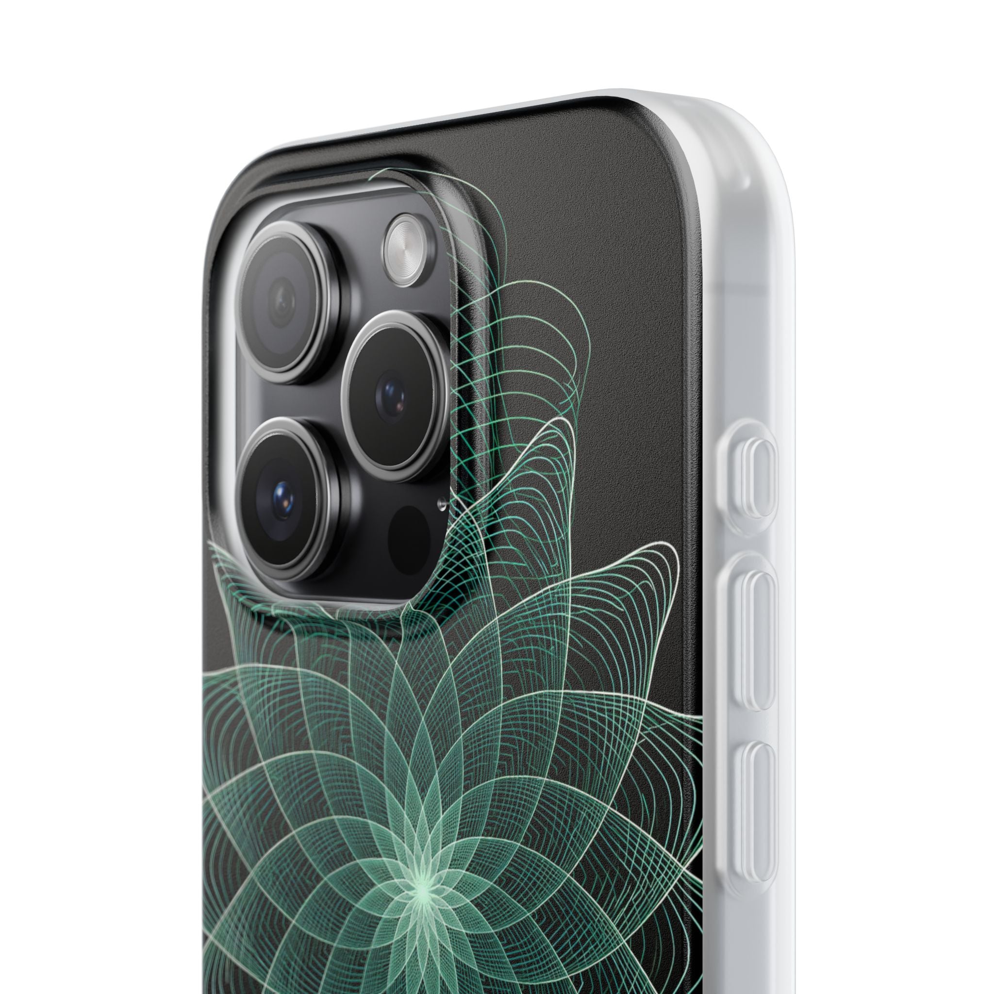 Green Lite Phone Case for iPhone - Cyan Signal Bloom