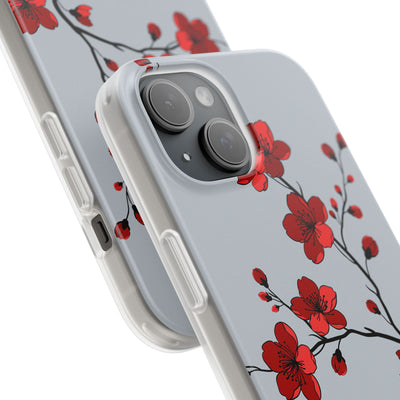Grey Lite Phone Case for iPhone - Crimson Blossom Onyx
