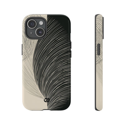 Beige Tough Phone Case for iPhone - Obsidian Cream Plume
