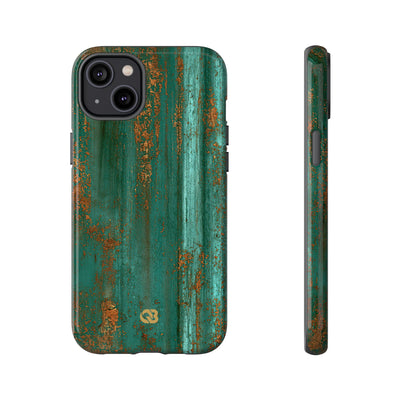 Teal Tough Phone Case for iPhone - Verdigris Copper Siding