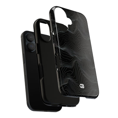 Black Tough Phone Case for iPhone - Obsidian Topo Wireframe