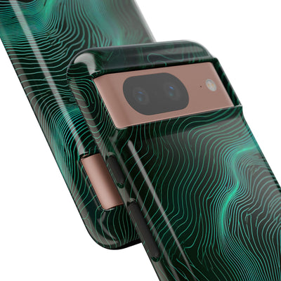 Teal Tough Phone Case for Google Pixel - Neon Jade Contour