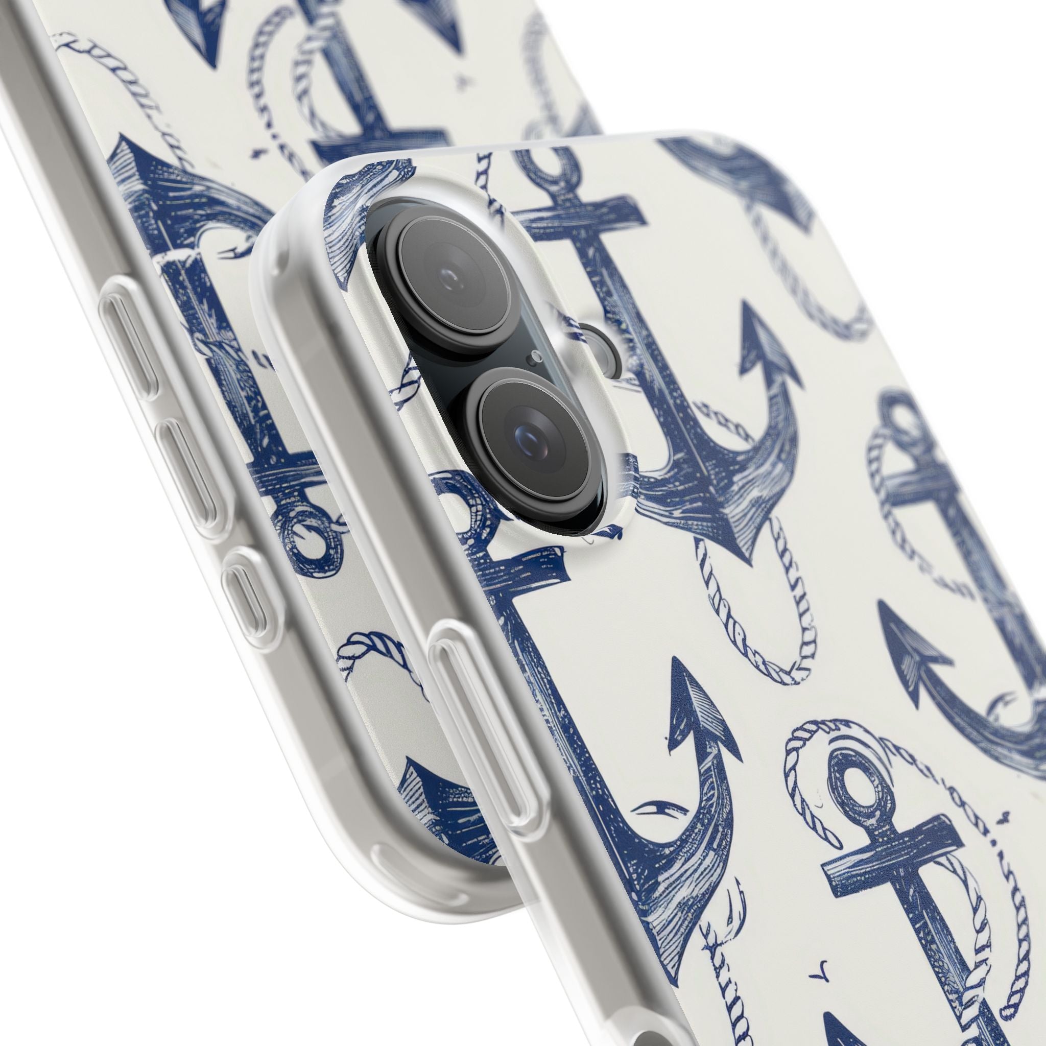 Navy Anchor Loop iPhone 16 Case - Soft