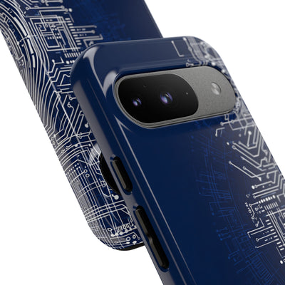 Blue Tough Phone Case for Google Pixel - Cobalt Circuit Logic