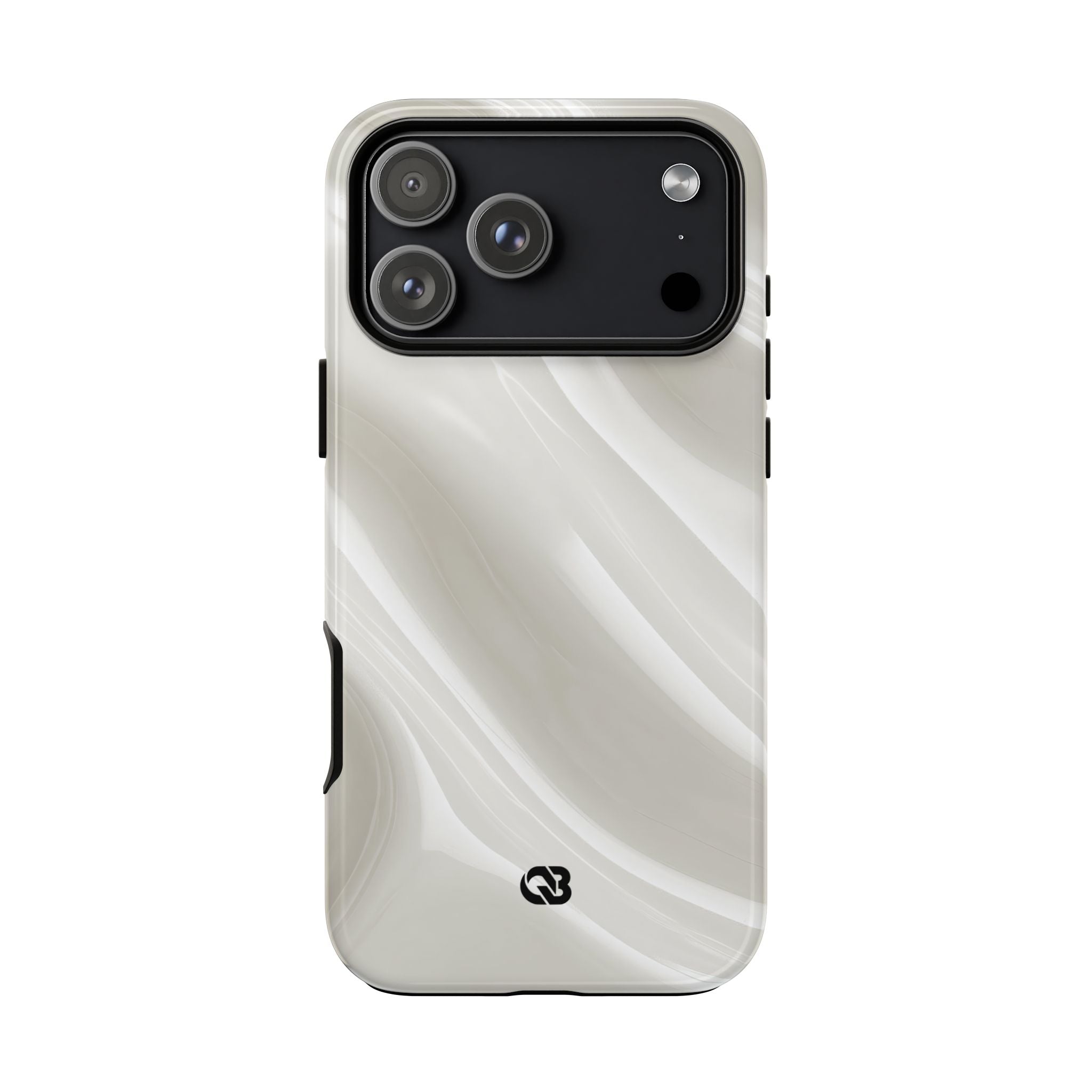 White Tough Phone Case for iPhone - Polished Ivory Wave