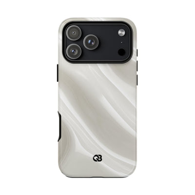 White Tough Phone Case for iPhone - Polished Ivory Wave