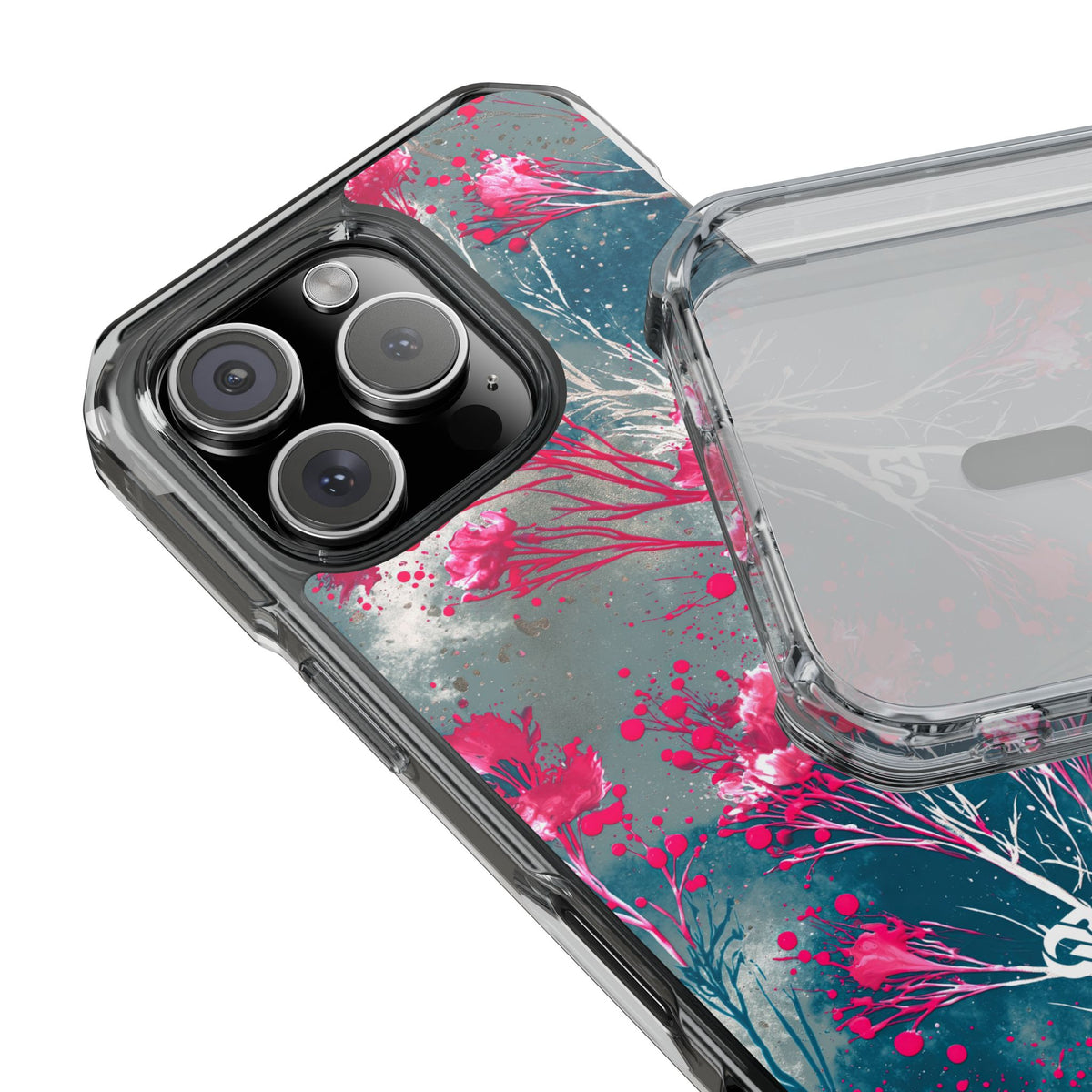 Cyber Blossom · Clear Impact Magnetic Phone Case for iPhone · Teal