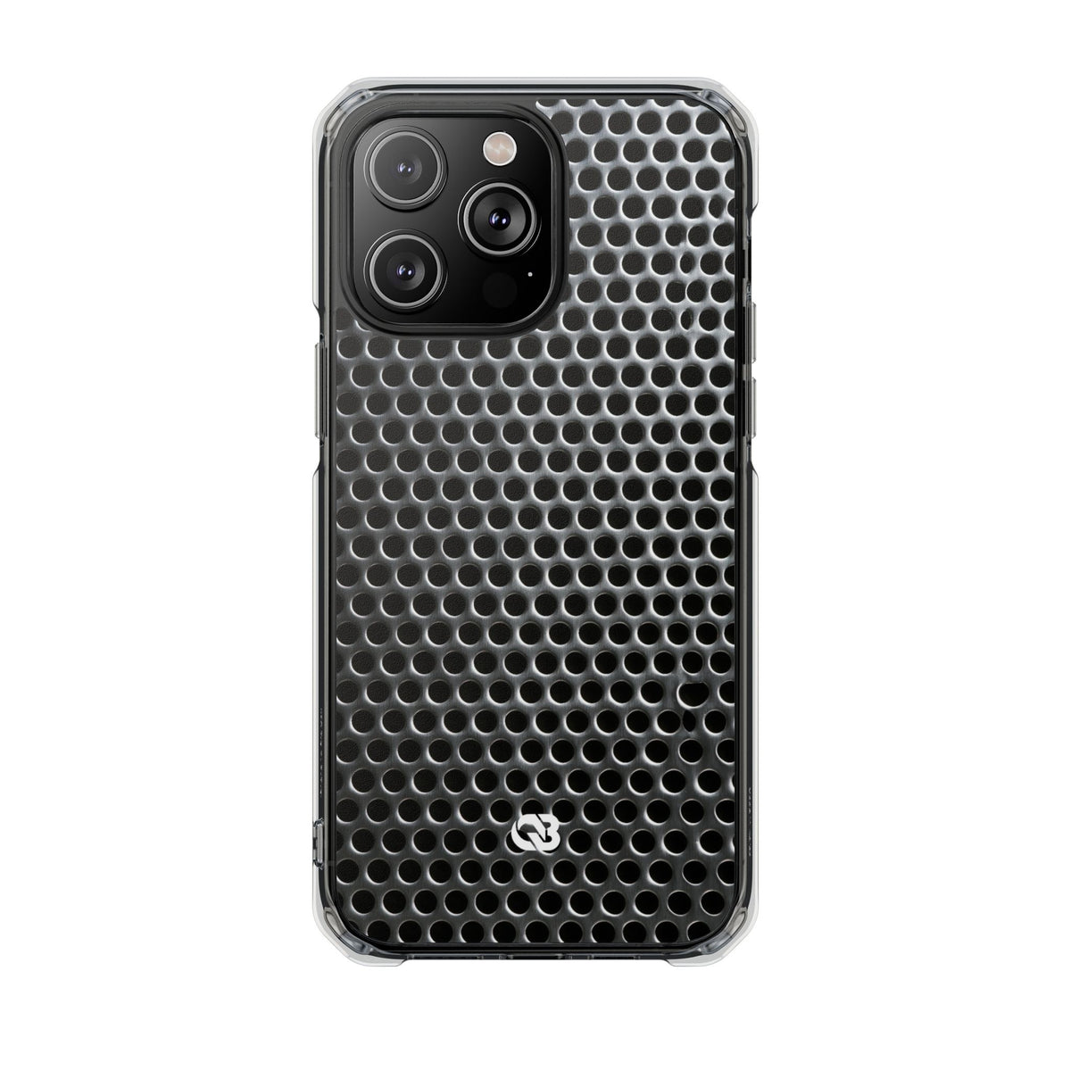 Brushed Perforated Steel · Clear Impact Magnetic Phone Case for iPhone ·  Silver