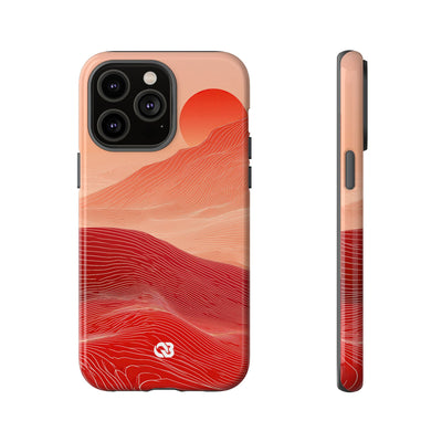 Red Tough Phone Case for iPhone - Crimson Ridge Lines