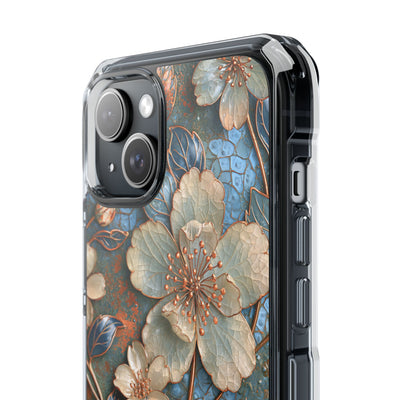 Gilded Blossom Reverie · Clear Impact Magnetic Phone Case for iPhone · Teal