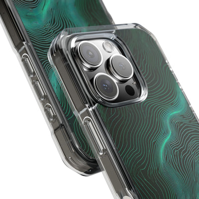 Emerald Topo Ridge · Clear Impact Magnetic Phone Case for iPhone · Green