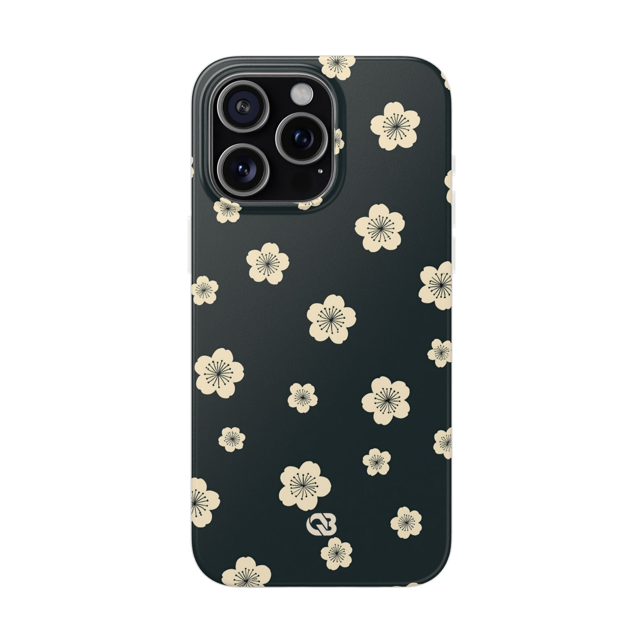 Teal Lite Phone Case for iPhone - Obsidian Cream Petals