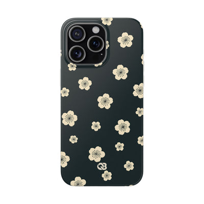 Teal Lite Phone Case for iPhone - Obsidian Cream Petals