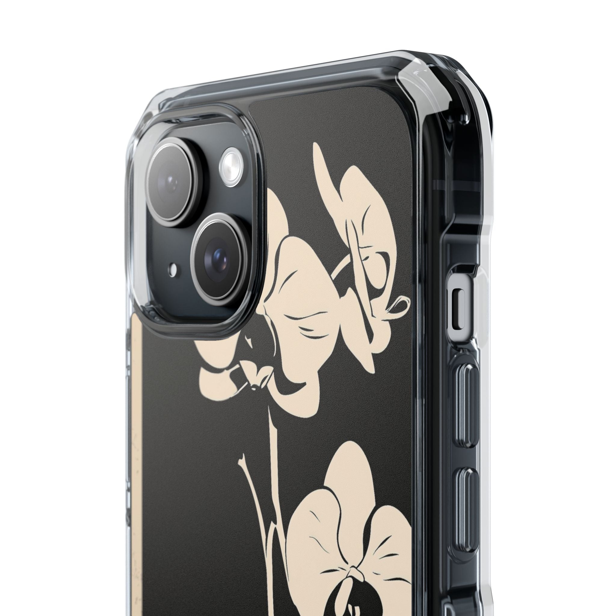 Black Impact MagSafe Phone Case for iPhone - Obsidian Bone Orchid