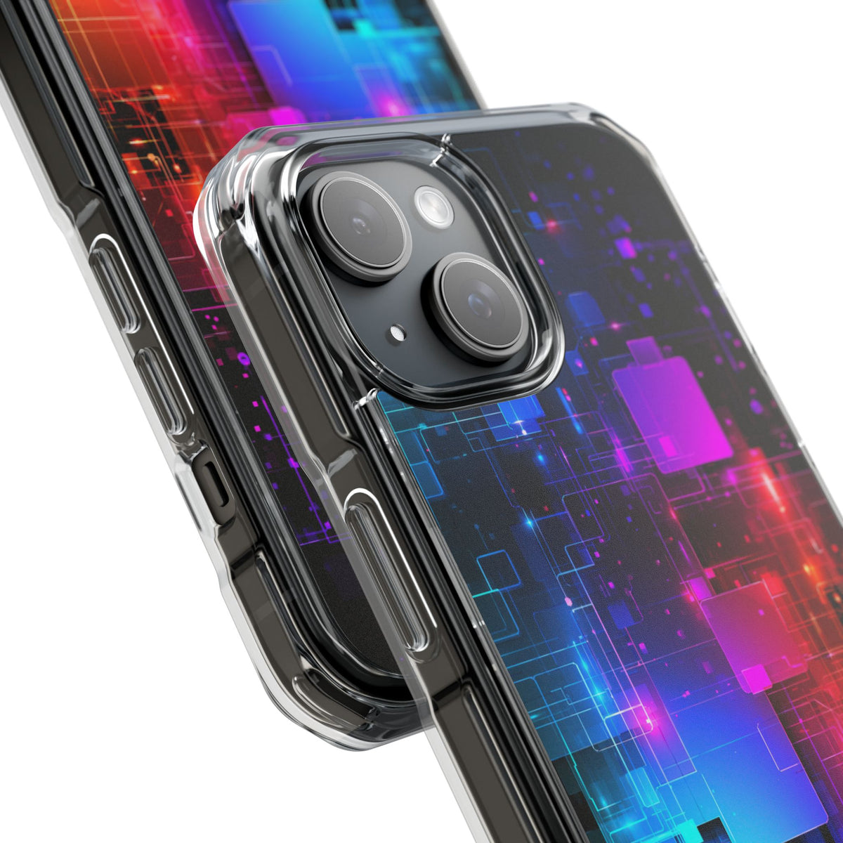 Spectral Circuit Grid · Clear Impact Magnetic Phone Case for iPhone · Black