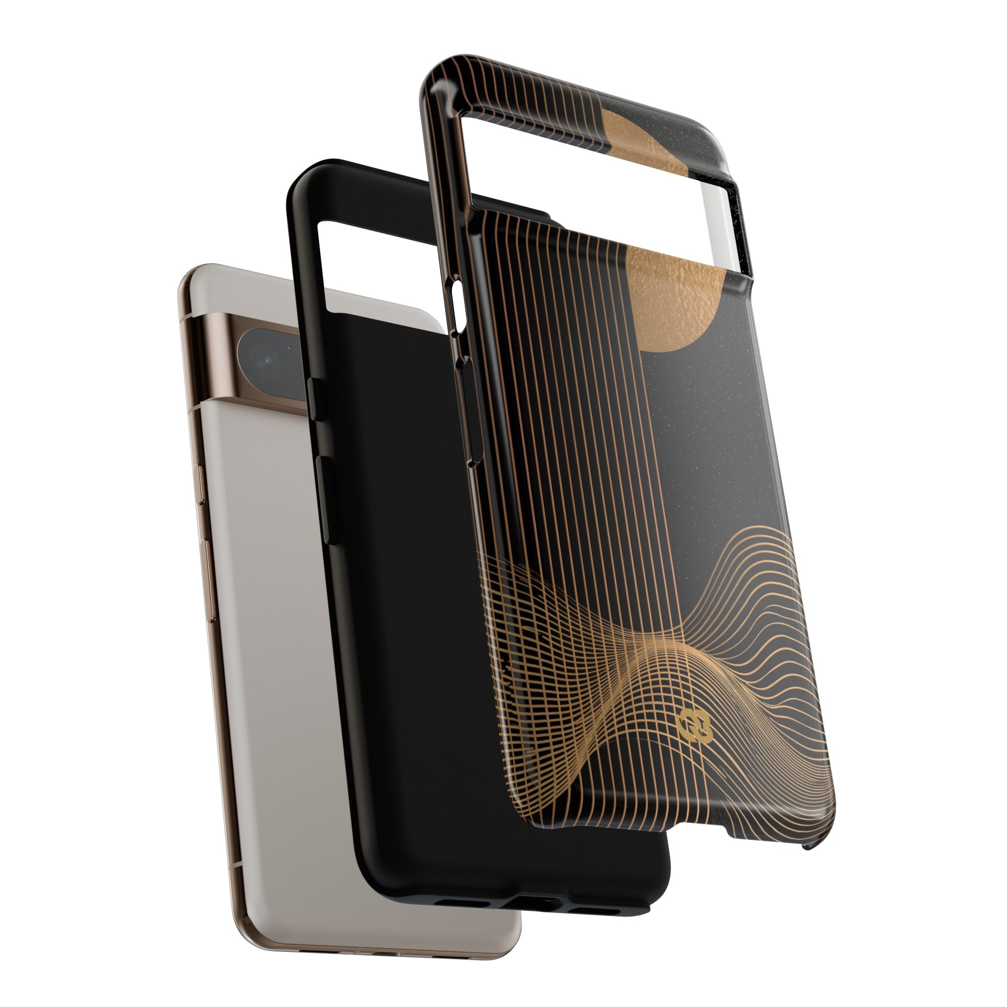 Gold Tough Phone Case for Google Pixel - Gilded Obsidian Dunes