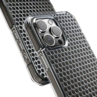 Brushed Perforated Steel · Clear Impact Magnetic Phone Case for iPhone ·  Silver