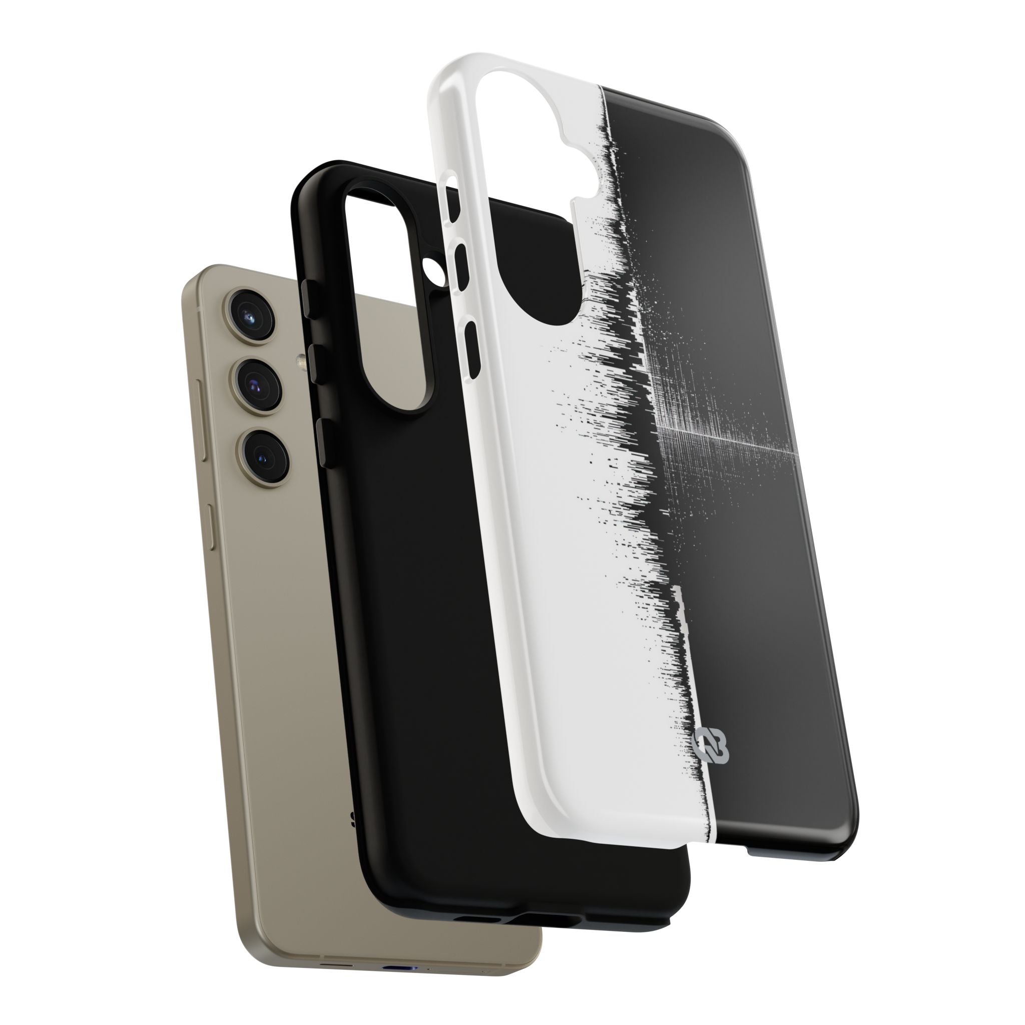 Black Tough Phone Case for Samsung - Static Signal Split
