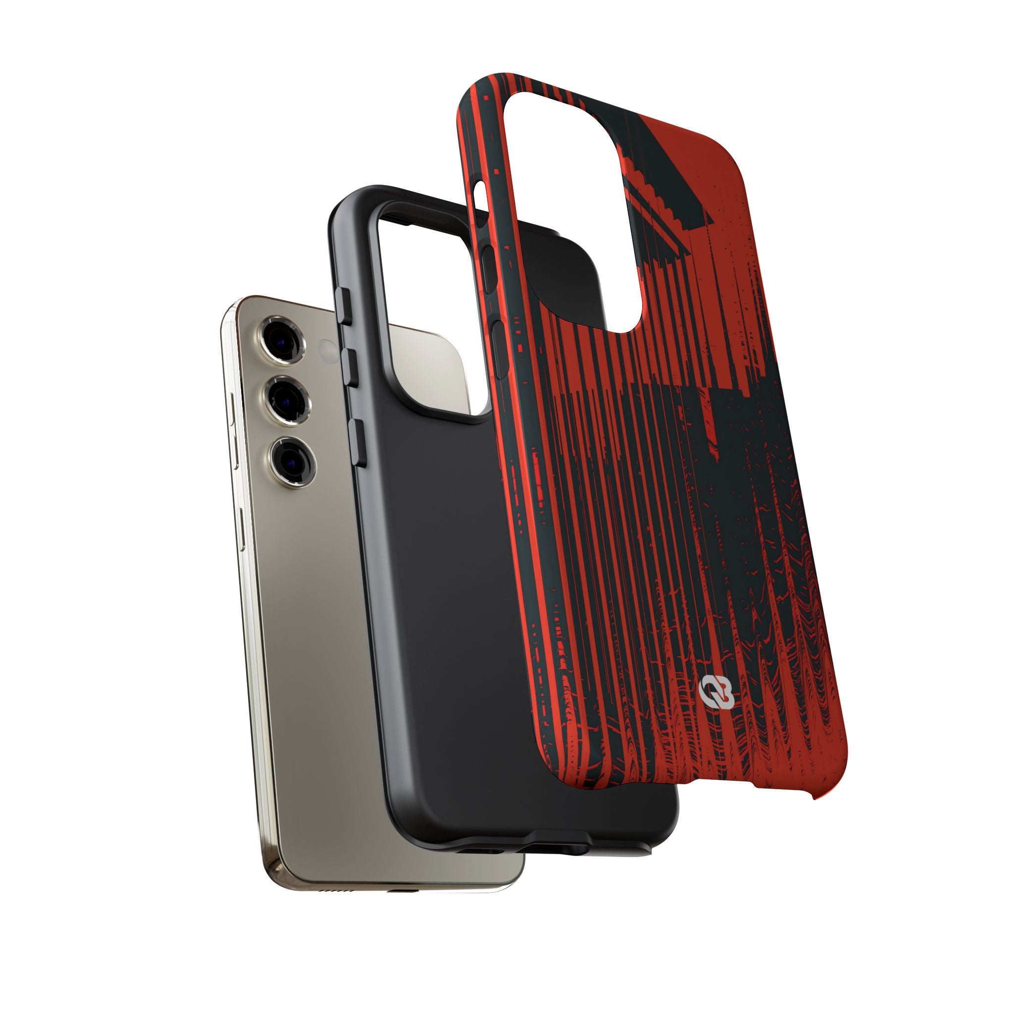 Red Tough Phone Case for Samsung - Crimson Brutalist Distortion