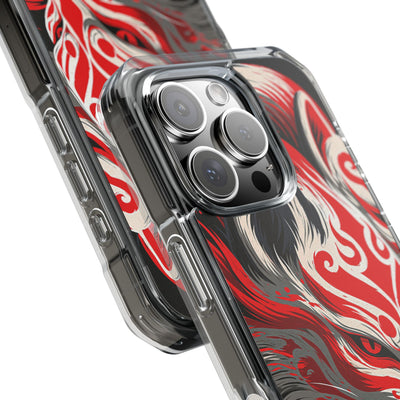 Crimson Kitsune Spirit · Clear Impact Magnetic Phone Case for iPhone · Red