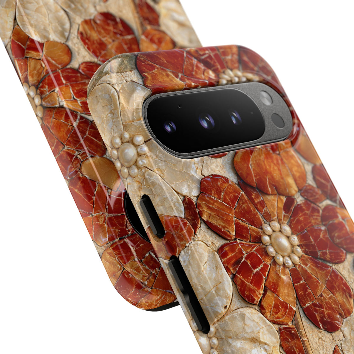 Carnelian Pearl Bloom · Tough Phone Case for Pixel ·  Orange