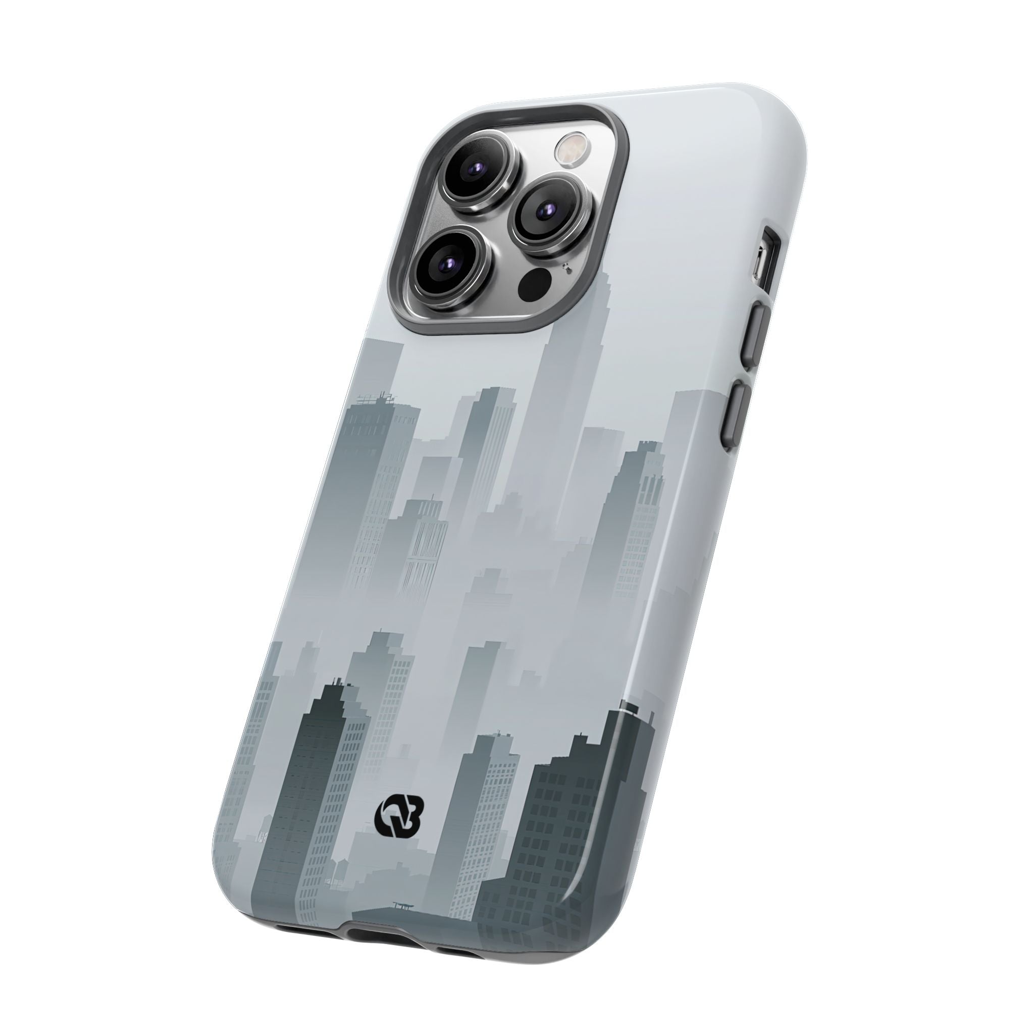 Grey Tough Phone Case for iPhone - Steel Mist Skyline