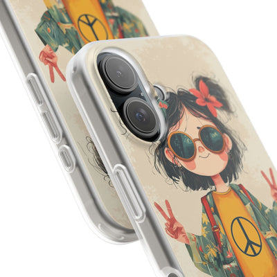 Retro Peace Girl · Soft Phone Case for iPhone