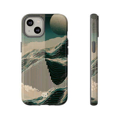 Green Tough Phone Case for iPhone - Lunar Moss Topography