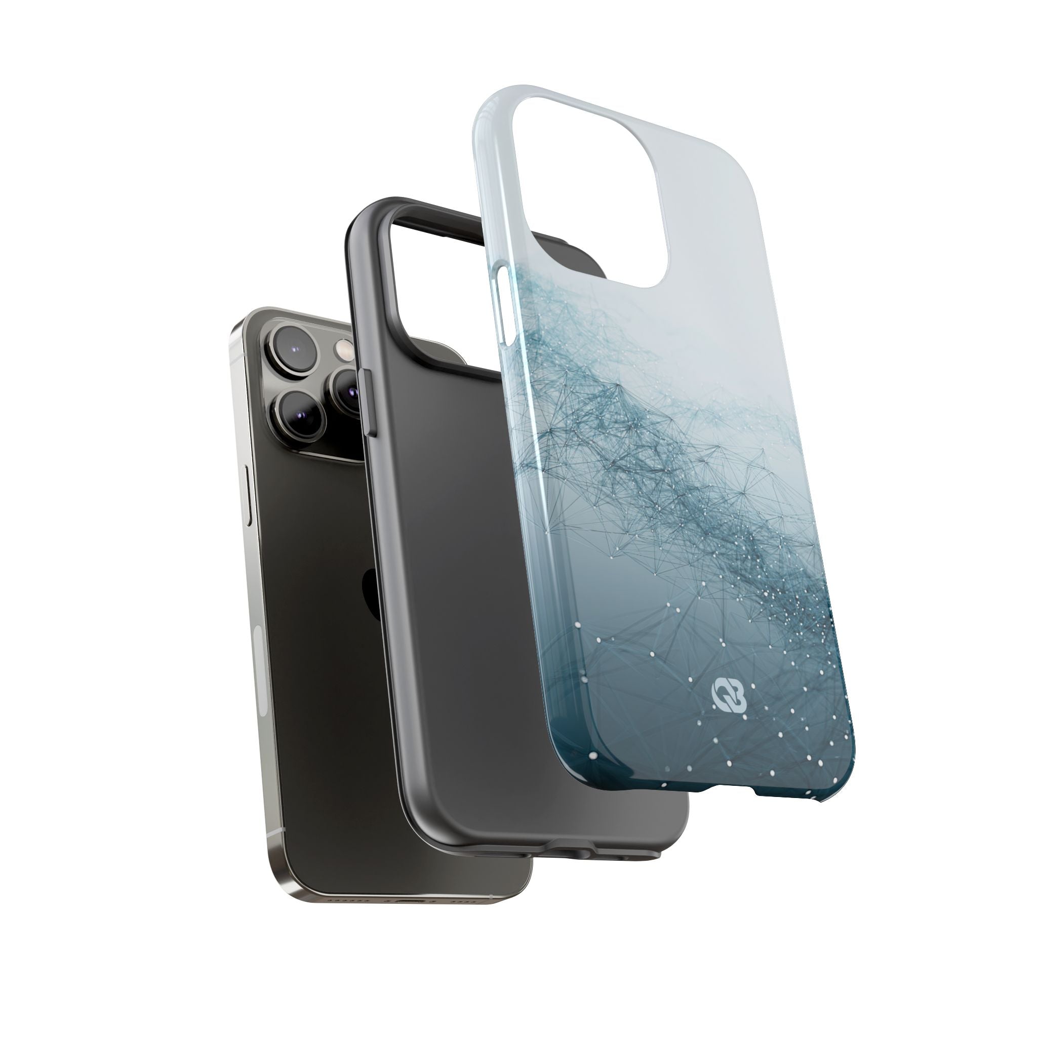 Teal Tough Phone Case for iPhone - Cyan Vector Lattice