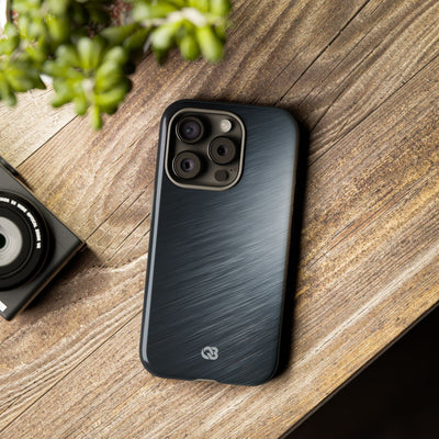 Grey Tough Phone Case for iPhone - Charcoal Brushed Steel