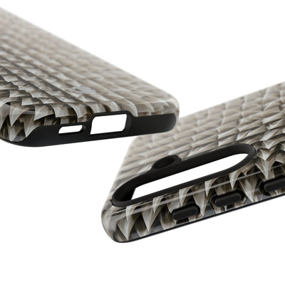 Beige Tough Phone Case for Samsung - Bone Spiked Grid