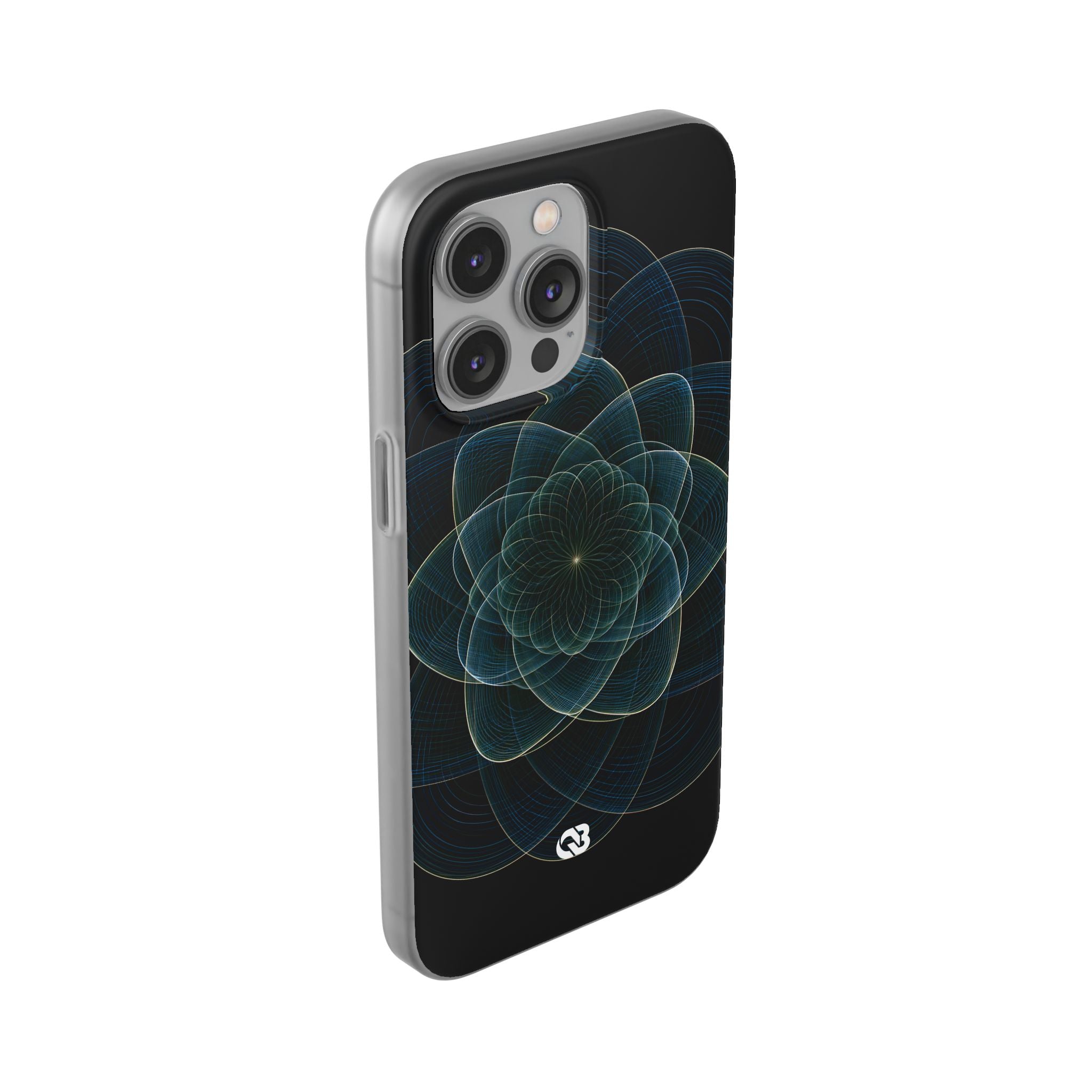 Blue Lite Phone Case for iPhone - Celestial Wireframe Bloom