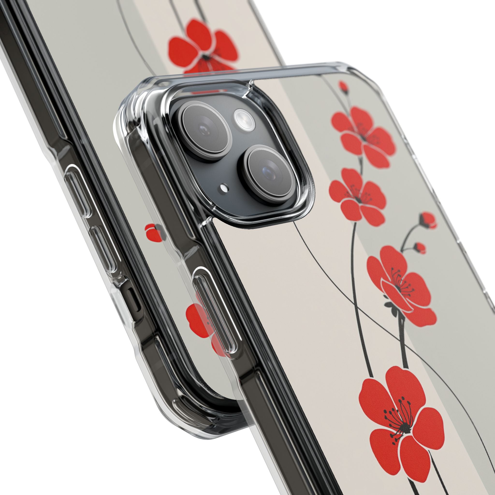 Red Impact MagSafe Phone Case for iPhone - Crimson Plum Ink