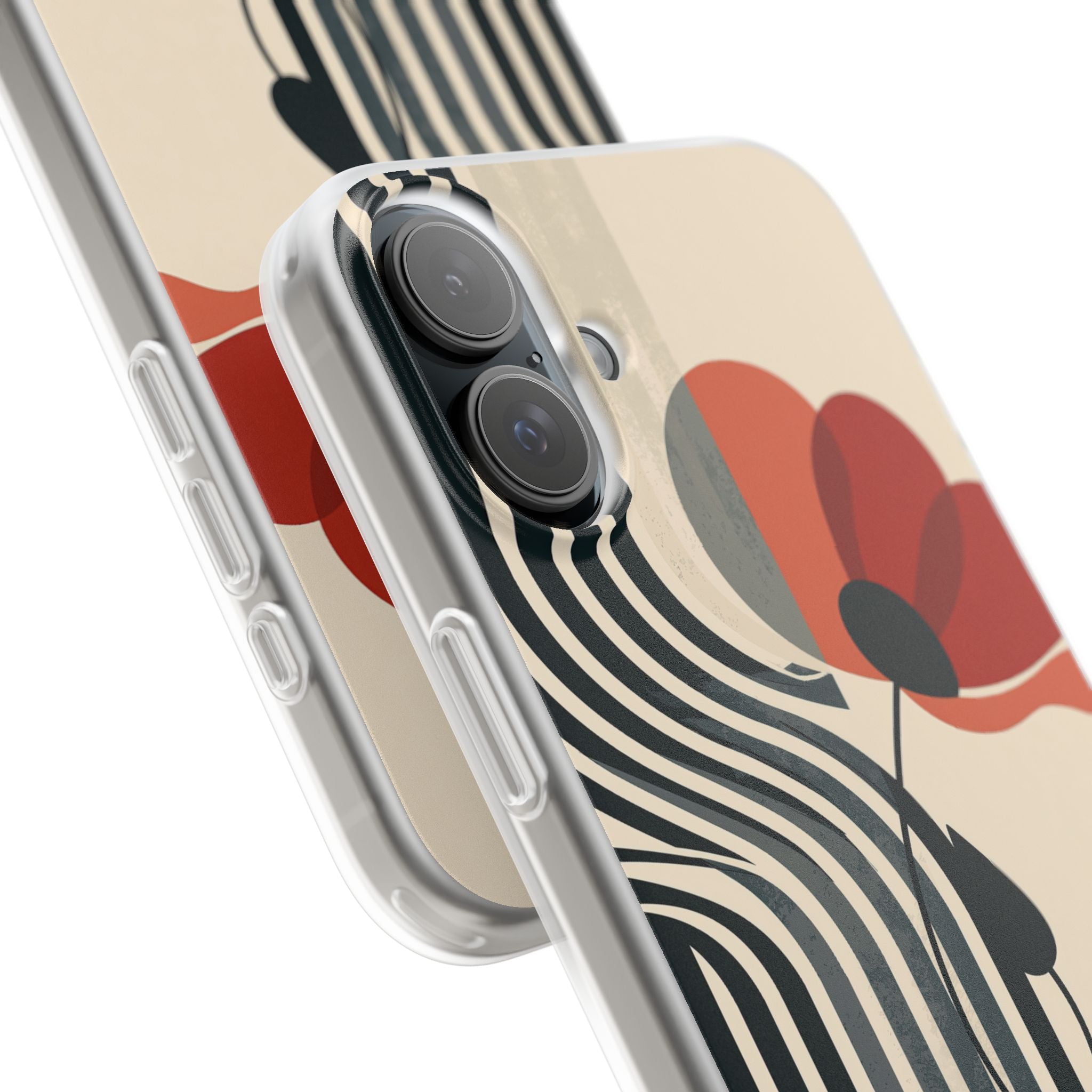 Beige Lite Phone Case for iPhone - Crimson Line Bloom