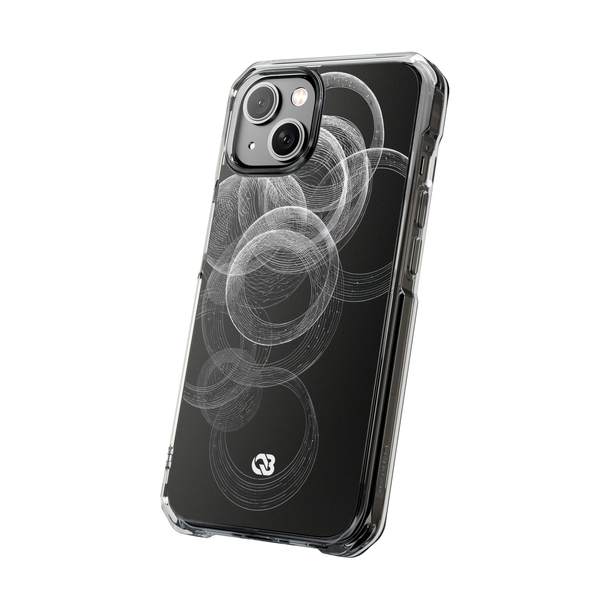 Black Impact MagSafe Phone Case for iPhone - Kinetic Wireframe Orbit