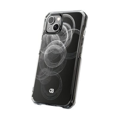 Black Impact MagSafe Phone Case for iPhone - Kinetic Wireframe Orbit